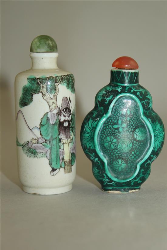 Two Chinese enamelled porcelain snuff bottles, 1830-1900, 6.8cm